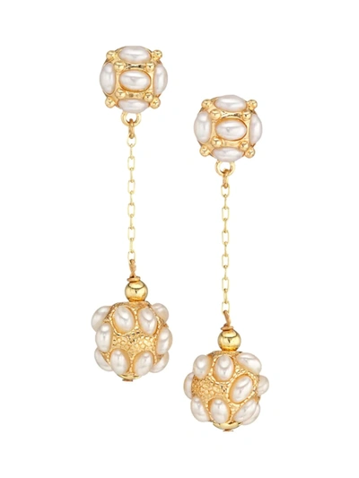 Shop Kenneth Jay Lane Women's 22k Goldplated Faux Pearl Ball Drop Earrings