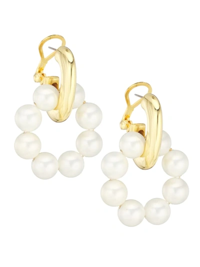 Shop Kenneth Jay Lane Women's 22k Goldplated Faux Pearl Doorknocker Earrings