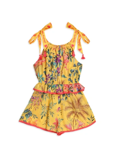 Shop Zimmermann Little Girl's & Girl's Tropicana Tie Playsuit In Mango Floral