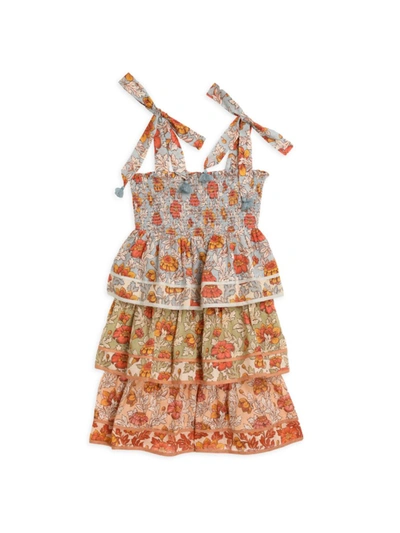 Shop Zimmermann Little Girl's & Girl's Andie Shirred Tiered Dress In Spliced