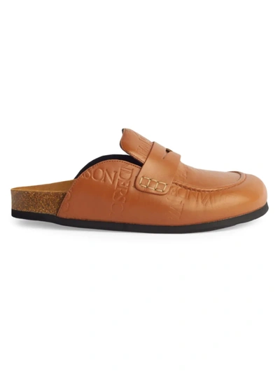 Shop Jw Anderson Logo-debossed Mule Loafers In Medium Orange
