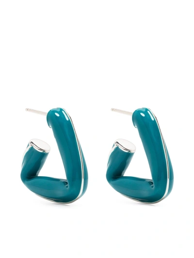Shop Bottega Veneta Fold Earrings In Metallic