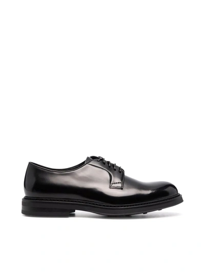 Shop Doucal's Lace-up Leather Derby Shoes In Black