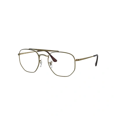 Shop Ray Ban Eyeglasses Unisex Marshal Optics - Antique Gold Frame Clear Lenses 51-21 In Antikgold