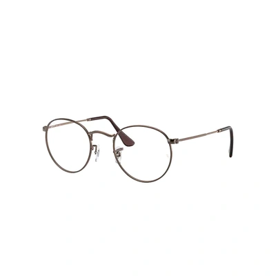 Ray Ban Round Metal Optics Eyeglasses Antique Copper Frame Clear Lenses 50-21 In Antique Copper