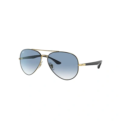 Shop Ray Ban Rb3675 Sunglasses Black Frame Blue Lenses 58-14