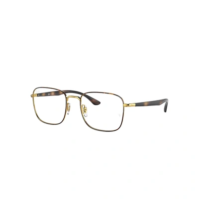 Shop Ray Ban Eyeglasses Unisex Rb6469 Optics - Gold Frame Clear Lenses 50-19