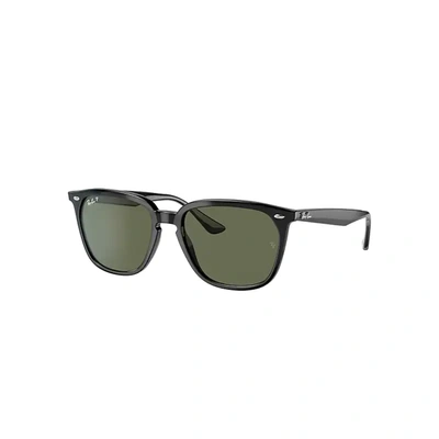 Shop Ray Ban Rb4362 Sunglasses Black Frame Green Lenses Polarized 55-18