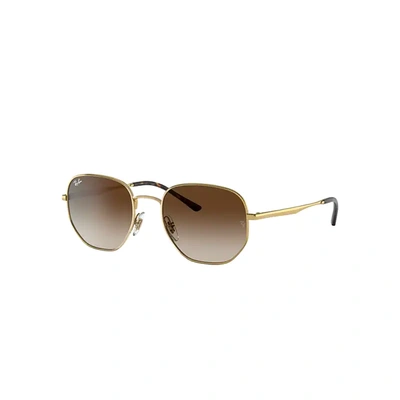 Shop Ray Ban Rb3682 Sunglasses Gold Frame Brown Lenses 54-19