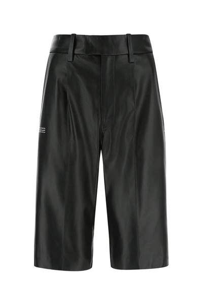 Shop Off-white Black Leather Bermuda Shorts  Black Off White Donna 40