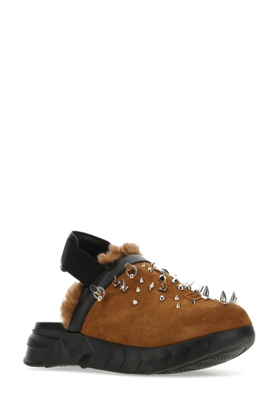 Shop Givenchy Embellished Suede Marshmallow Slippers  Brown  Uomo 42