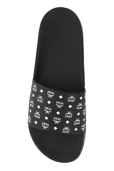Mcm Monogram Print Rubber Slides
