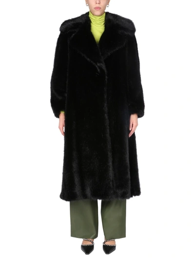 Shop Alberta Ferretti Single-breasted Ecological Fur In Black