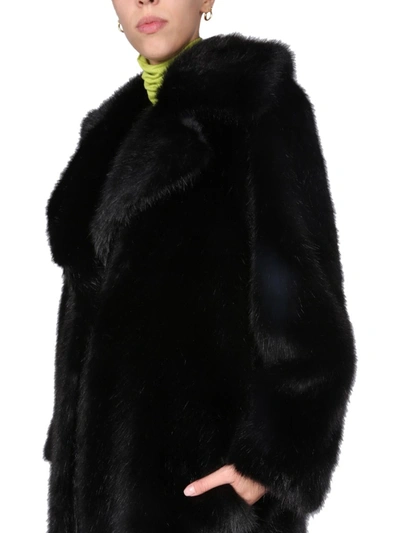 Shop Alberta Ferretti Single-breasted Ecological Fur In Black