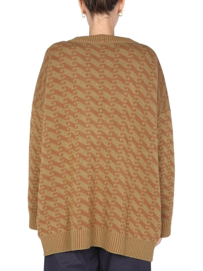 Jejia V-neck Jacquard Sweater In Brown