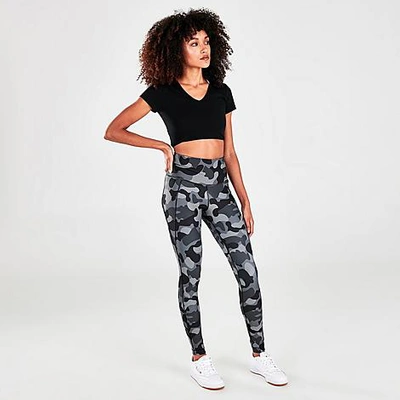 Shop Reebok Women's Camo Lux Bold High-rise Training Leggings In Black