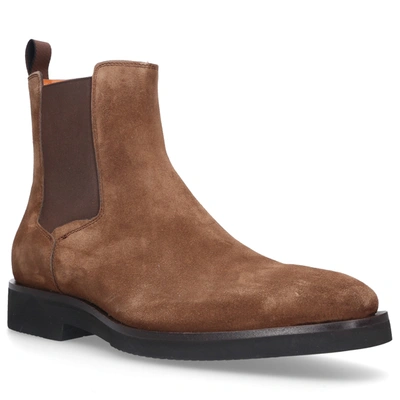 Shop Santoni Chelsea Boots 17759 In Brown