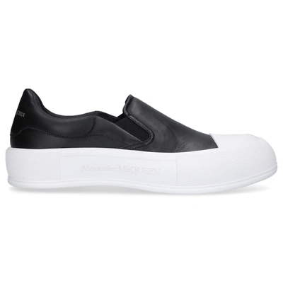 Shop Alexander Mcqueen Low-top Sneakers Deck Skate Plimsoll Calfskin In Black