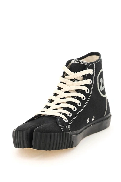 Shop Maison Margiela Tabi Canvas Hi-top Sneakers In Black