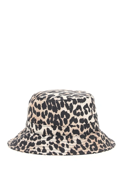 Shop Ganni Animalier Bucket Hat In Beige,black