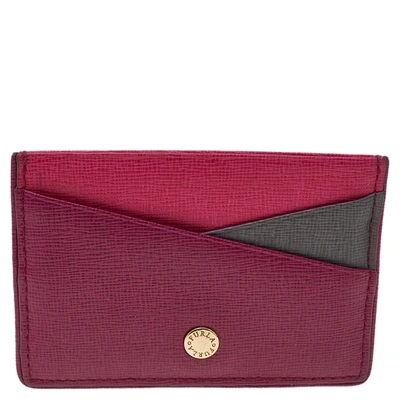 Pre-owned Furla Tricolor Leather Card Holder In Purple
