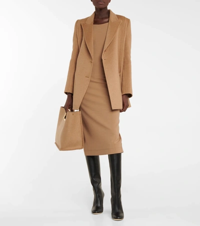 Shop Fendi Camel Hair Wool Blazer