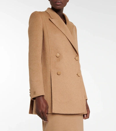 Shop Fendi Camel Hair Wool Blazer