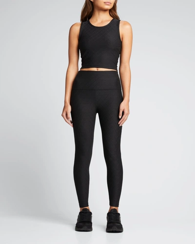 Shop Beyond Yoga Quilted High-waist Midi Leggings In Jet Black Quilted