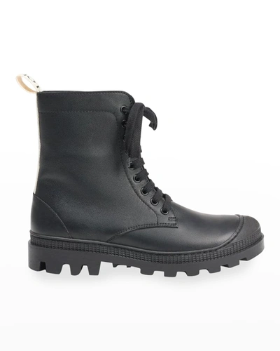 Shop Loewe Leather Lug-sole Combat Booties In Black