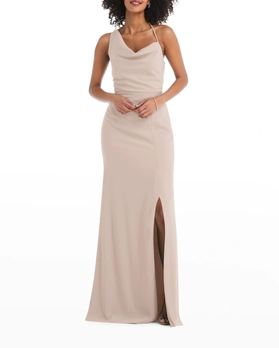 Shop After Six Draped Cowl-neck Maxi Dress In Cameo
