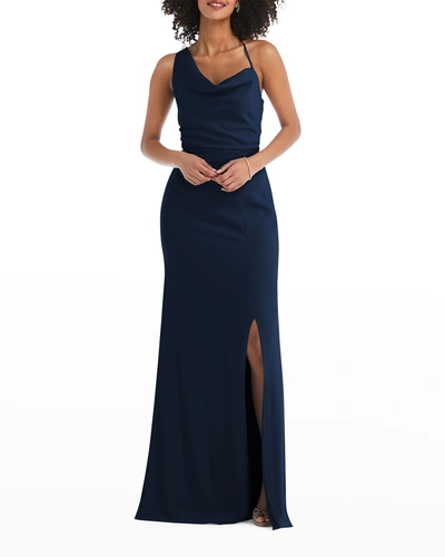 Shop After Six Draped Cowl-neck Maxi Dress In Midnight