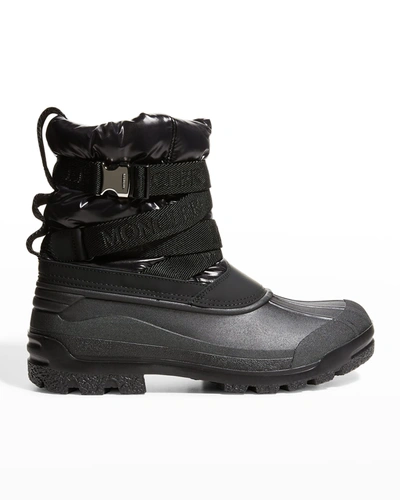 Shop Moncler Men's Summus Padded Belt Snow Boots In Black