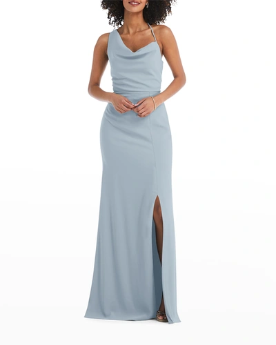 Shop After Six Draped Cowl-neck Maxi Dress In Mist