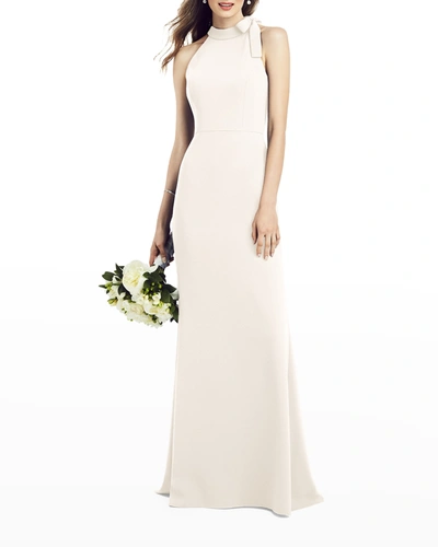 Shop After Six Bow-neck Open-back Trumpet Gown In Ivory