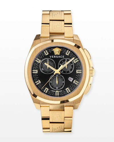 Shop Versace Men's 43mm  Geo Chrono Watch In Gold/black
