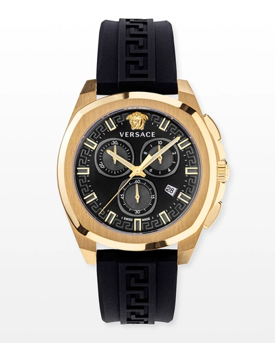 Shop Versace Men's 43mm  Geo Chrono Silicone Watch In Black