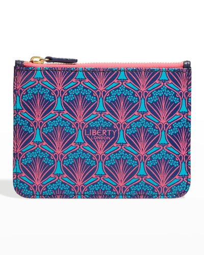 Shop Liberty London Iphis Printed Zip Coin Pouch In 13 Navy