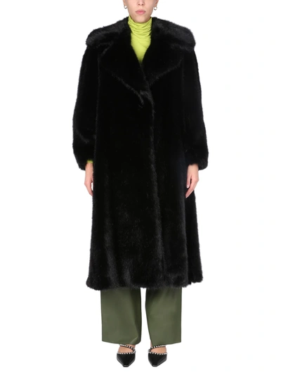 Shop Alberta Ferretti Single-breasted Ecological Fur In Nero