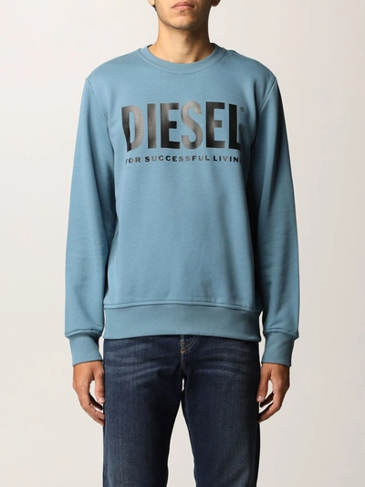 Shop Diesel Sweatshirt In Cotton With Logo In Avion