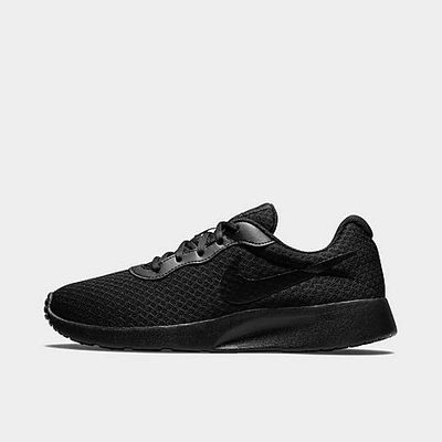 Shop Nike Women's Tanjun Casual Shoes In Black/black/barely Volt
