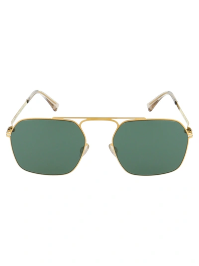 Shop Mykita X Maison Margiela Geometric Frame Sunglasses In Gold