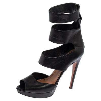 Pre-owned Alaïa Black Leather Open Toe Platform Gladiator Sandals Size 40