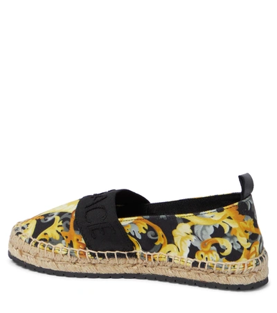 Shop Versace Baroccoflage Espadrilles In Nero+oro