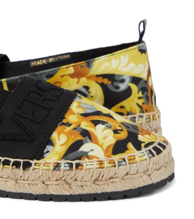 Shop Versace Baroccoflage Espadrilles In Nero+oro