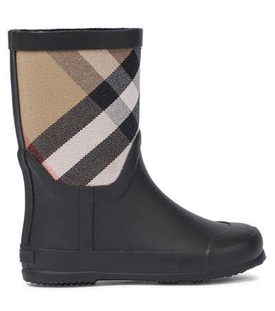 Shop Burberry Vintage Check Rubber Boots In Archive Beige