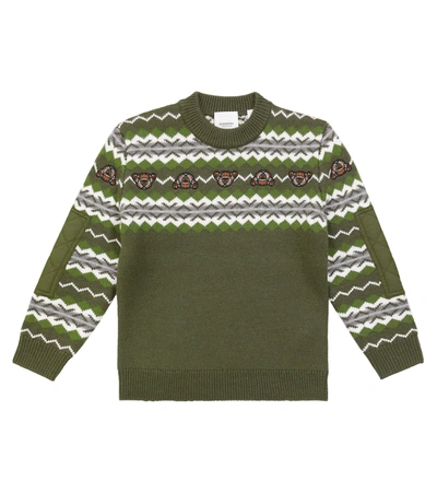 Shop Burberry Wool And Cashmere Sweater In Moss Green