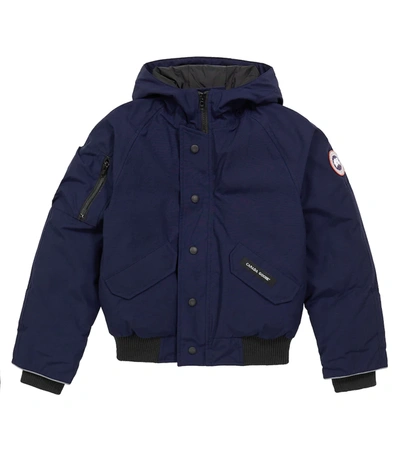 Shop Canada Goose Rundle Hooded Down Jacket In Atlantic Navy