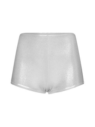 Shop Saint Laurent Lamé Mini Shorts In Silver