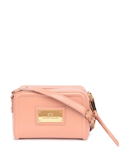 Shop Elisabetta Franchi Logo Plaque Foldover Shoulder Bag In Pink