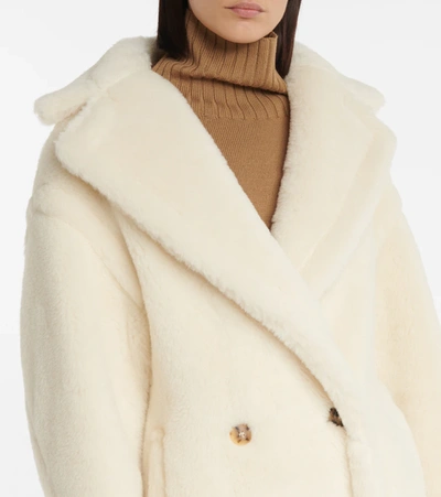 Shop Max Mara Tedgirl Alpaca-blend Coat In Bianco